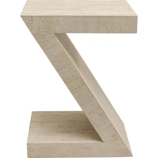 Kare Design Beistelltisch Travertino Z, Beige, 60cm Höhe, Stein-Optik, Ablage, Couchtisch, Wohnzimmertisch, Z-Form