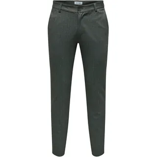 Anzughose ONLY & SONS "ONSMARK SLIM 02093 HERRINGBONE PANT NOOS", Herren, Gr. 29, Länge 32, schwarz, Web, Obermaterial: 64% Viskose, 31% Polyester, 5% Elasthan, unifarben, slim fit normal, Hosen Anzughose