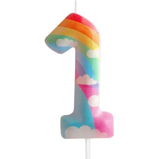 Geburtstagskerzen zum 1. Geburtstag, Rosa, Regenbogen-Motiv, für Party, Wolke, bezauberndes Design für Babys, Mädchen und Jungen, Geburtstagstortenaufsatz