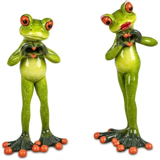 formano 2er Set Froschpaar verliebt mit Herz lustige Frösche 16cm Figur Dekoration