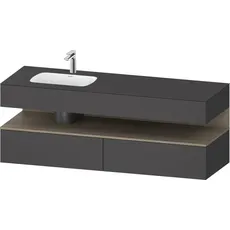 Duravit Qatego Einbauwaschtisch mit Konsolenwaschtischunterbau, 1600x550x600mm, Nische Eiche Terra, Becken links, QA4795035, Farbe: Graphit Matt/mit Nischenbeleuchtung