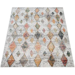 Paco Home Teppich »Kayacik 577« rechteckig 12 mm Höhe Kurzflor, Rauten Muster, ideal im Wohnzimmer & Schlafzimmer, grau