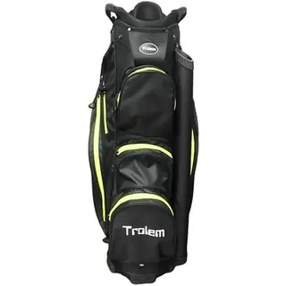 Trolem - Golfbag für Trolley - 14 Fächer, 2 XXL-Taschen und 5 Zubehörtaschen - Unisex-Golftasche Herren & Damen - Leicht - Cartbag - Schwarz & Grün