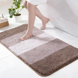 Exclusivo Mezcla Badematte Badteppich Weiche rutschfeste und Saugstarke Mikrofaser Fußmatte, Waschmaschinenfest und Schnelltrocknend für Badezimmer, Dusche und Wohnraum, 60x120 cm, Kaffee