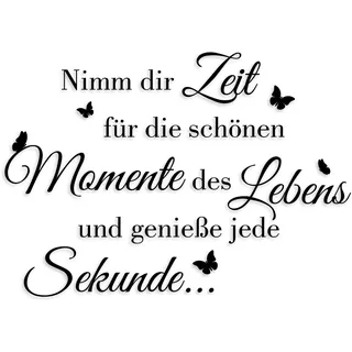 yabaduu Wandtattoo Spruch Nimm dir Zeit 110x77,8cm Wanddeko Zitat Wandsticker Aufkleber selbstklebend für Wohnzimmer Büro Schlafzimmer Flur YX007 (Schwarz)