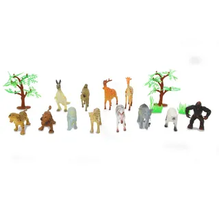JAMARA Tierspielset Wild Animals 3,5" 16-teilig - ideales Zubehör für jeden Zoo, liebevollen Details, fördert das Rollenspiel und die Fantasie, Höhe: 30-95 mm
