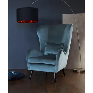 Home Affaire Ohrensessel Salla Fellimitat 78 x 118 x 94 cm Blau mit Hocker