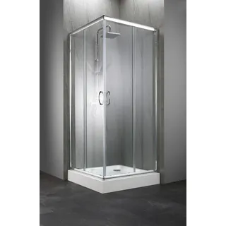 WELLTIME Summer Eckdusche mit Schiebetür rechts 80 x 190 cm grau Sicherheitsglas
