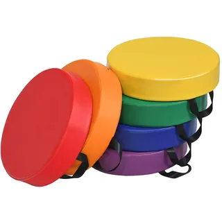 FANTASK 6er Set Kinder Stuhlkissen mit Griff, Bodenkissen mit Reißverschluss, Sitzkissen (Rund, Bunt)