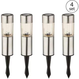 GLOBO Solarleuchte Edelstahl 25,0 cm 4er Set warmweiß