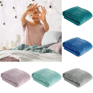 Design91 Cindy Decke, Kuscheldecke, sehr weich und flauschig, Wohndecke, Steppdecke, MIKROFASER, 150 x 200cm, Altrosa