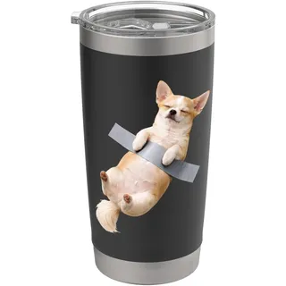 Funny Chihuahua-Hunde-Klebeband-Meme-Grafik-Haustier-Humor Doppelwandiger Edelstahl-Thermobecher