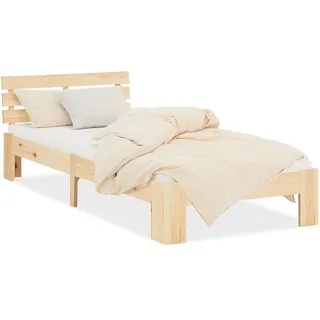 Homestyle4u Holzbett Natur 90/200 cm Jugendbett mit Lattenrost , Holz , Kiefer , 90x200 cm , Schlafzimmer, Betten