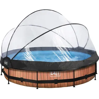 EXIT TOYS EXIT Wood Pool Braun 360 x 76 cm inkl. Filterpumpe und Abdeckplane