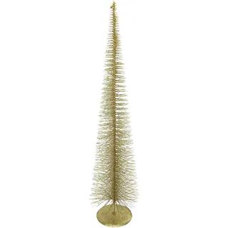 Flair Flower Weihnachtsbaum mit Glitter Tannenbaum Pyramidenbaum Dekobaum Metallbaum Drahtbaum Kunstbaum Deko X'Mas Schmal Metall Ständer Weihnachtsschmuck Pyramide, Gold, ca. 80 cm, 244259GO