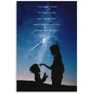 Itachi Uchiha Sasuke Zitat Leinwand Kunst Poster und Wandkunst Bild Druck Moderne Familie Schlafzimmer Dekor Poster 60 × 90 cm