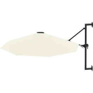 vidaXL Sonnenschirm zur Wandmontage mit Metall-Mast 300 cm Sandweiß - Beige