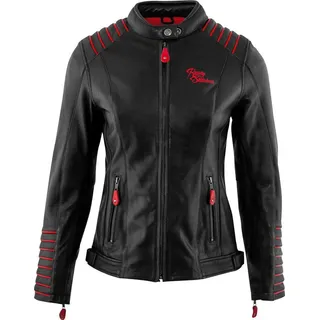 Rusty Stitches Amanda Damen Motorrad Lederjacke Schwarz/Rot 38