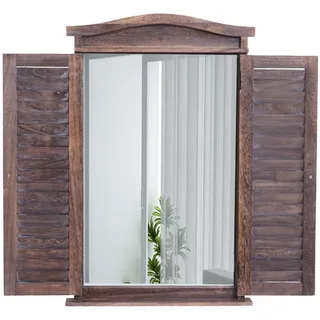 MCW Wandspiegel MIT Fensterläden Dunkelbraun