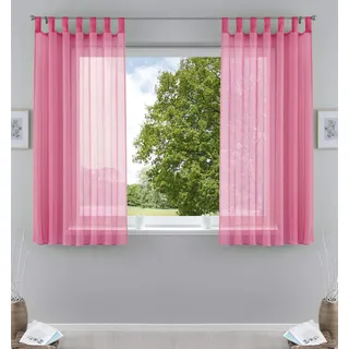 Gardinenbox Voile Gardine Schlaufenschal 175 x 140 cm Rosa 2er-Set