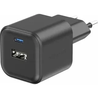 Swissten, USB-C + USB Netzteil 12W Schnellladen Kompaktes Design, Schwarz - Schwarz