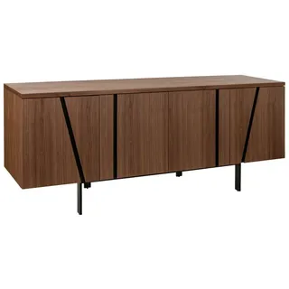 Angel Cerda Sideboard Nussbaum und schwarzer Stahl , Braun , Metall , Echtholz,Nussbaum , 4 Fächer , Rechteckig,Rechteckig , 191x74x50 cm , Kleinmöbel, Kommoden, Sideboards