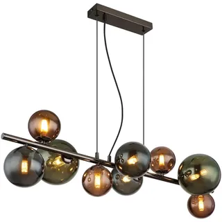 Globo Led-Hängeleuchte , Grau, Grün, Petrol, Bronzefarben , Metall, Glas , rund , F , 36x120x86 cm , Ce , Lampen & Leuchten, Innenbeleuchtung, Hängeleuchten, Pendelleuchten
