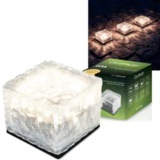 LUMILED Solarleuchte Garten LED Würfel 7cm Warmweiß 2700K IP44 spritzwasserdicht Solar Eiswürfel Cube Gartenlampe Außen Deko Licht Glas Pflastersteine Bodenstrahler für Terrasse Balkon Weg Beet Wegbeleuchtung Solarwürfel Leuchtstein - Transparent, Schwarz