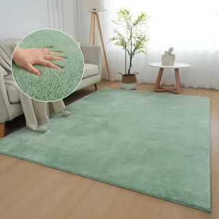 Teppich OTTO HOME "Cali, in Standard- und Premium-Qualität, 13 mm oder 16 mm Höhe" Gr. 4, grün, B:180cm L:230cm, Kunstfaser, Microfaser, Teppiche, Teppich, Uni-Farben, kuschelig, & weich, waschbar, Wohnzimmer, Schlafzimmer