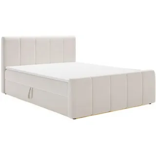 kaiser möbel Boxspringbett Berg mit Matratze, Stoff Komodo Beige 120x200 cm - Beige