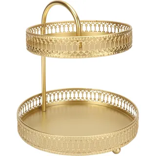 2-stufige Obstschale, goldfarben, rund, großes Fassungsvermögen, für Küche & Party-Dekoration