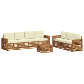 Sofagarnituren 8 pcs Natur und Creme Massivholz Akazie - Creme