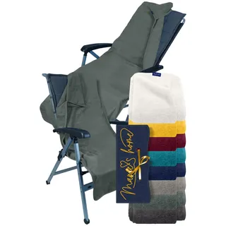 Marie ́s Home Frottee - Schonbezug für Gartenstuhl und Gartenliege Gartenstuhlauflagen 60x130 für Campingstuhl Campingliege Klappstühle Saunaliege Strandliegen Poolliegen, 60 x 130 cm, grau