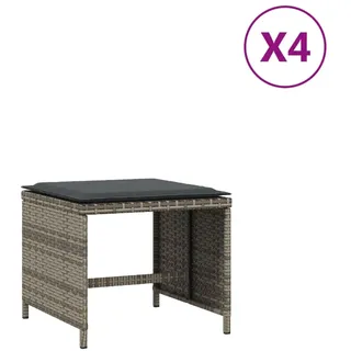 SYFAXTM Gartenhocker mit Kissen 4 Stk. Grau 41x41x36 cm Poly Rattan - Grau