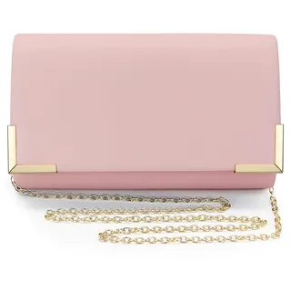 FuninCrea Damen-Clutches Umschlag Crossbody Bag mit 100cm Abnehmbarem Kettenschulterriemen, Elegant Abendtasche Damen Umhängetasche Damen für Hochzeit Bankett Party Abschlussball (Kunstleder-Rosa)
