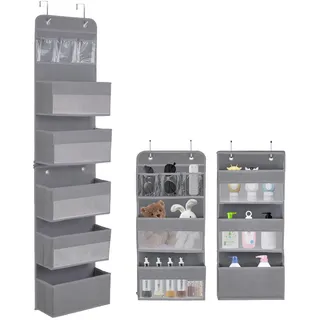 YTACREA Hängeorganizer, Removable Hängeaufbewahrung Tür mit 5 Lagig Taschen, Badezimmer Tür Organizer Hängend mit 4 Haken, Türregal Stoff zum Einhängenzum für Camping Kleiderschrank, 150*36.5*14cm