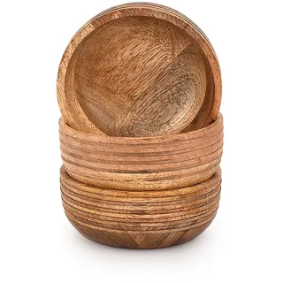 Mahasu Set mit 3 Schalen aus Mangoholz für die Küche, für Tischunterhaltung, perfekt für Nüsse, Süßigkeiten, Vorspeisen, Snacks, Oliven und Sauce. (5 x 5 x 2 Zoll)