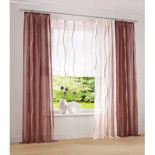 Gardine OTTO HOME "Dimona" Gr. 1, beige (creme, schoko), B:140cm H:145cm, Voile, Polyester, Gardinen, Gardine, 2er-Set, Bestseller, Polyester, Wellen