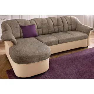 DOMO collection Ecksofa »Flores Schlafsofa, B/T/H: 233/142/86 cm, L-Form« wahlweise mit Bettfunktion, wahlweise mit Federkern, auch in Leder, braun