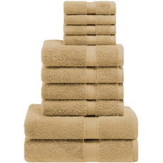 Superior 10-teiliges Handtuch-Set aus ägyptischer Baumwolle, enthält 2 Badetücher, 4 Handtücher, 4 Gesichtstücher/Waschlappen, ultraweiche Luxus-Handtücher, dicke Plüsch-Essentials, Gästebad, Spa,