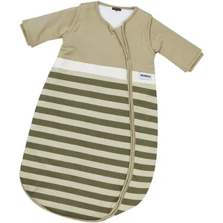 Gesslein Baby Schlafsack Bubou, Ganzjahres-Schlafsack mit Temperaturregulierung (optimale Passform, langer Reißverschluss, 70), oliv-beige gestreift