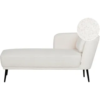 BELIANI Chaiselongue Rechtsseitig Cremeweiß Bouclé-Stoffbezug mit Armlehne Kissen Schwarzes Metallgestell Retro-Design Liegesofa Recamière Longchair - Weiß, Schwarz