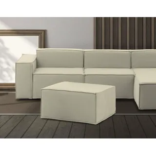 Talamo Italia - Barbara-Pouf, Wohnzimmer-Pouf, Relaxsessel aus gepolstertem Stoff, 100 % Made in Italy, 80 x 70 x 43 cm, Beige