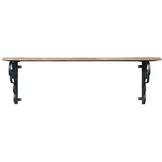 Chic Antique Wandregal Holz mit Regalträgern aus Metall Antik Schwarz Natur 60