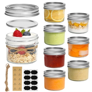 ComSaf 125ml Einmachgläser mit Schraubdeckel und Aufkleber Marmeladengläser 8er, Kleine Einmachgläser mit Deckel für Gewürze, Gelee, Marmelade, Joghurtgläser, Meal Prep Gläser Mason Jar mit Deckel