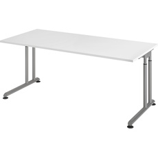Bild von höhenverstellbarer Schreibtisch weiß rechteckig, C-Fuß-Gestell silber 180,0 x 80,0 cm