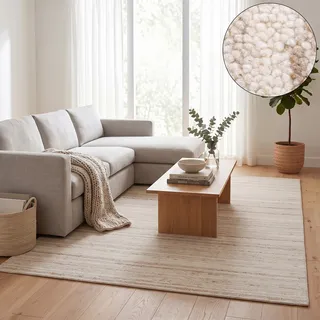Wollteppich THEKO "Royal Berber Uni" Gr. 1, beige (natur grau), B:60cm H:18mm L:90cm, Schurwolle, Teppiche, Wollteppich, Berber Optik, reine Wolle, auch in rund, Wohnzimmer, Schlafzimmer