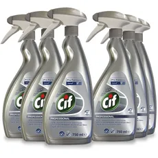 Cif Pro Formula Edelstahlreiniger für Theken und Küchen. Parfümfrei für Gastronomie und Lebensmittelbereiche, professionelle Formulierung, 6 x 750ml