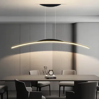 Bellastein LED Hängeleuchte Esstisch Pendelleuchte mit Fernbedienung Pendellampe Dimmbare hängende Leuchte Höhenverstellbar Kronleuchter für Esszimmer Wohnzimmer Küche Büro (Schwarz, L150cm)