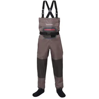 Kylebooker Fliegenfischen Wathose Atmungsaktiv Strumpffuß Brust Wathose für Männer und Frauen, Braun und Olivgrün, M